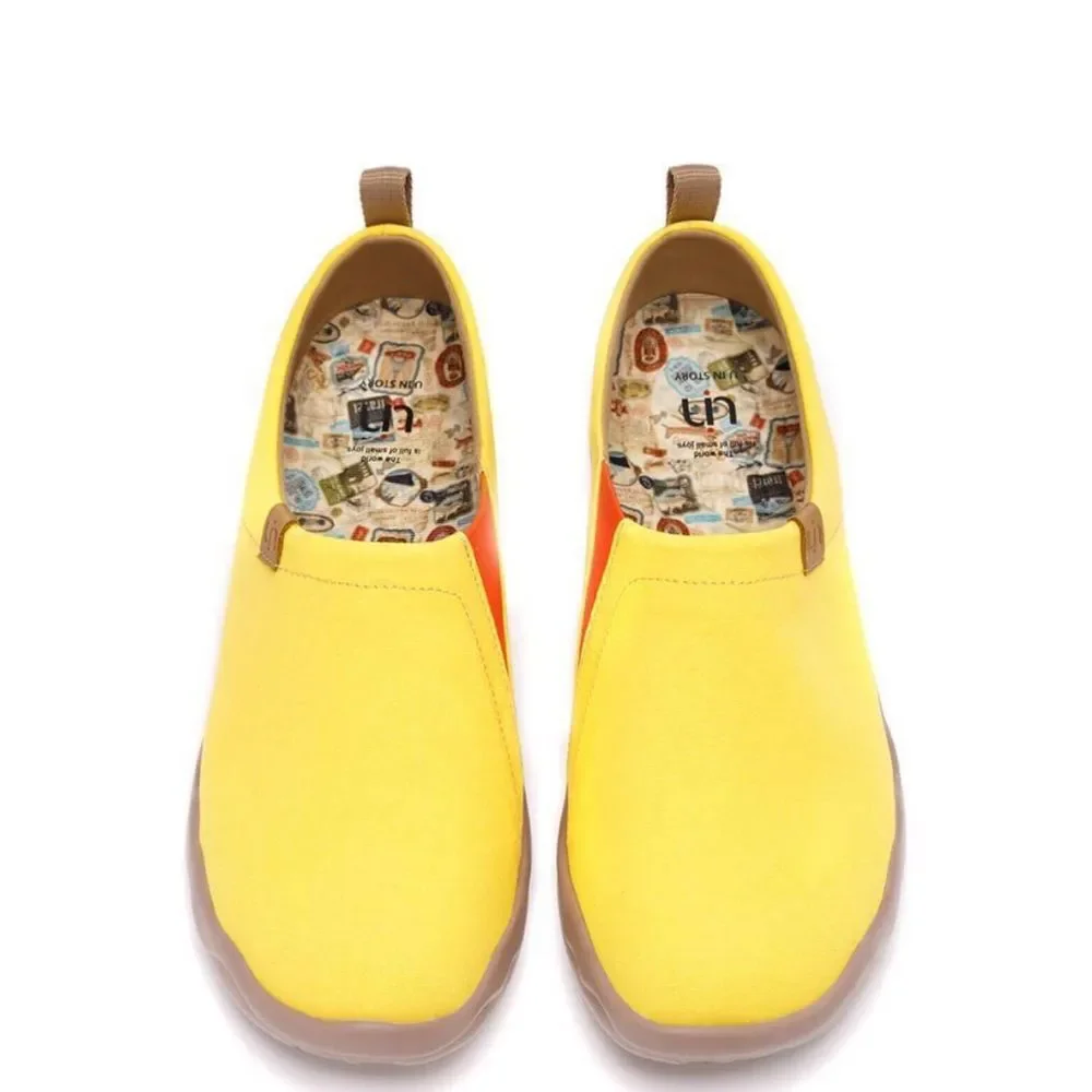 UIN Toledo Yellow Shoes Men Canvas Short Plush Ortholite Slip On Travel Size 8.5